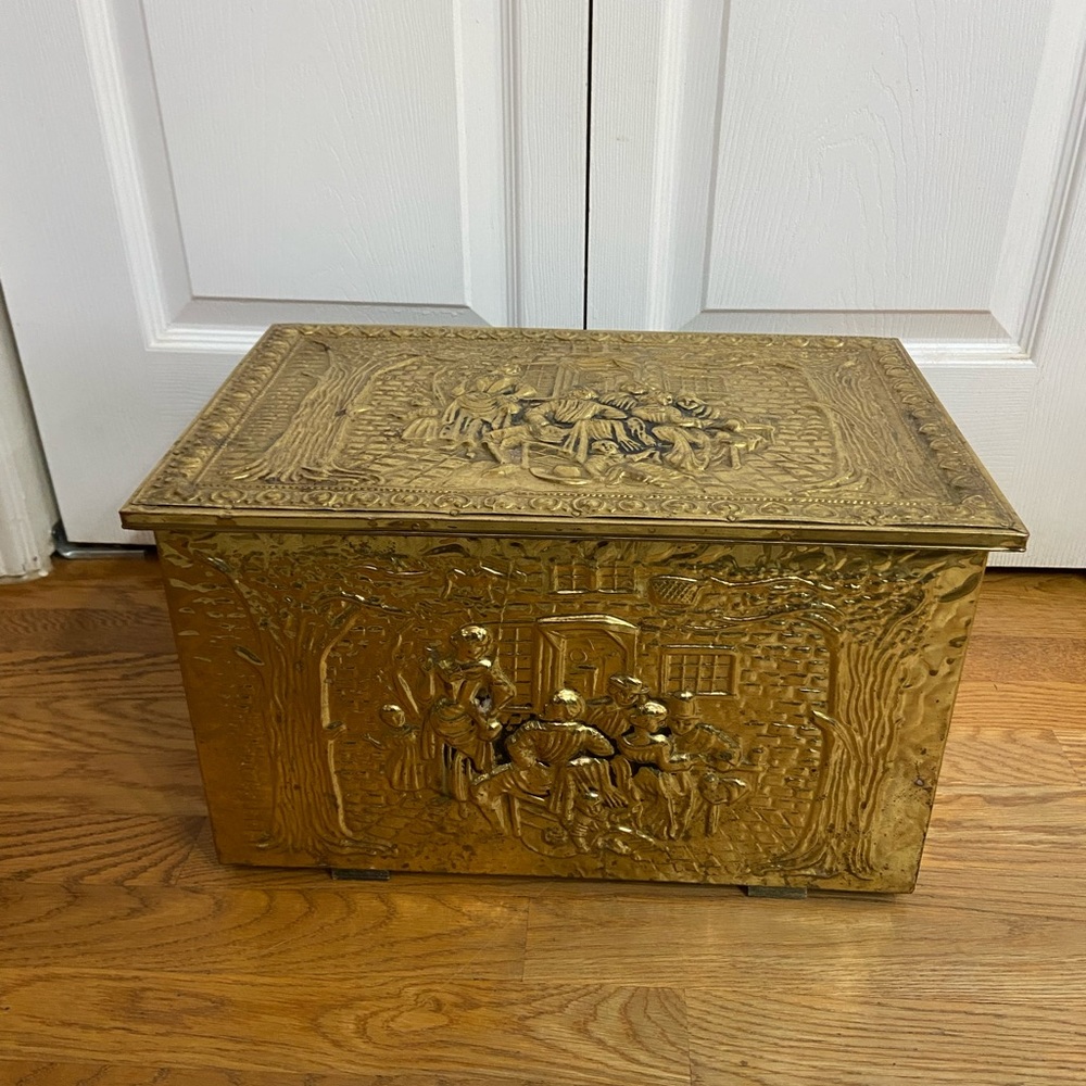 Antique Brass Coal/Wood Box c1920s